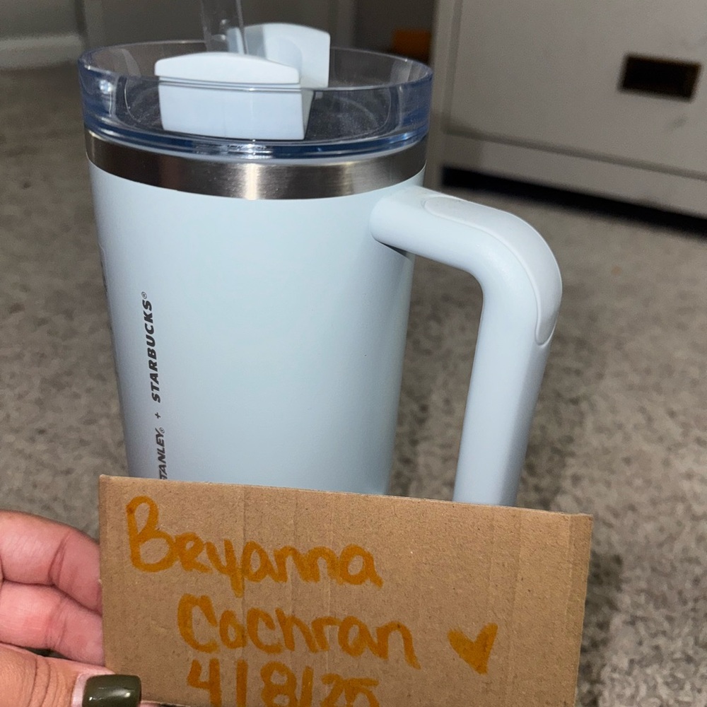 Starbucks White Tumbler with Handle